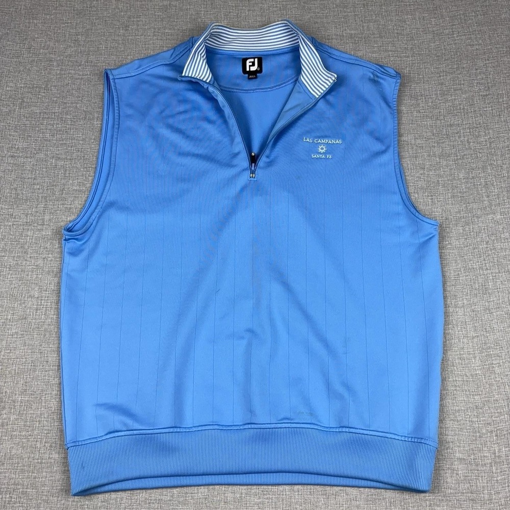 FootJoy Sweater Vest Mens Large Blue 1/4 Zip Las Campanas Santa Fe Golf Pullover